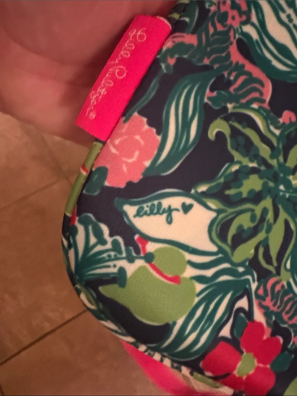 Lilly Pulitzer Floral Laptop Bag in Navy, Pink & Green Neoprene detachable strap